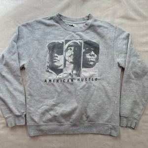Original Flavor Womens Top Medium Grey Hip-Hop Graphic Crewneck Sweatshirt Y2K